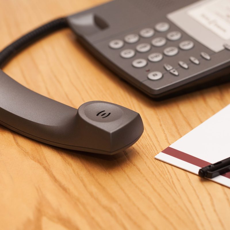 Closeup image of office phone on a table